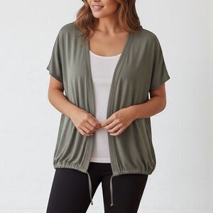 Lucy Green Oversized Short Sleeve‎ Yoga Cardigan